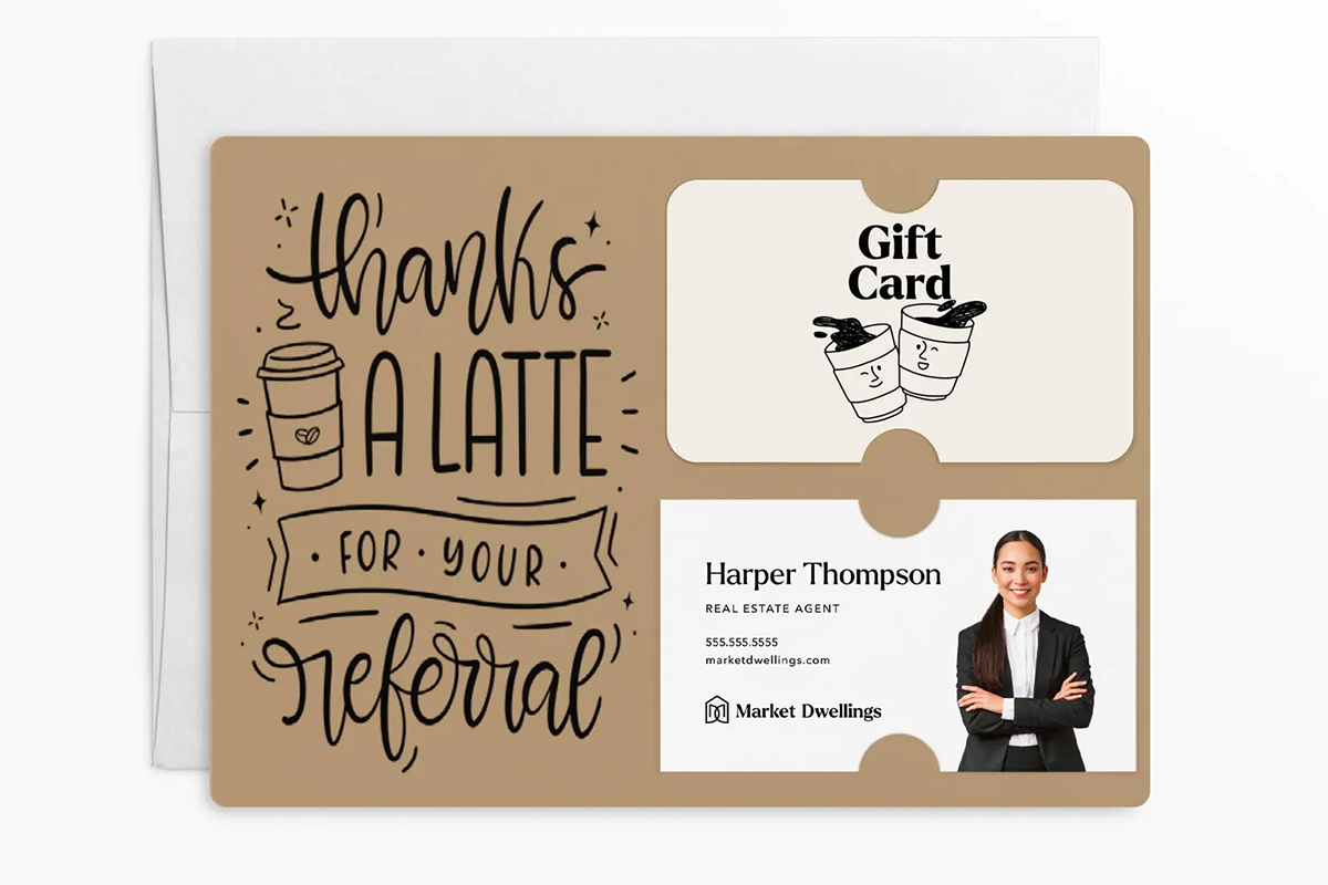 Referral postcard example with business card