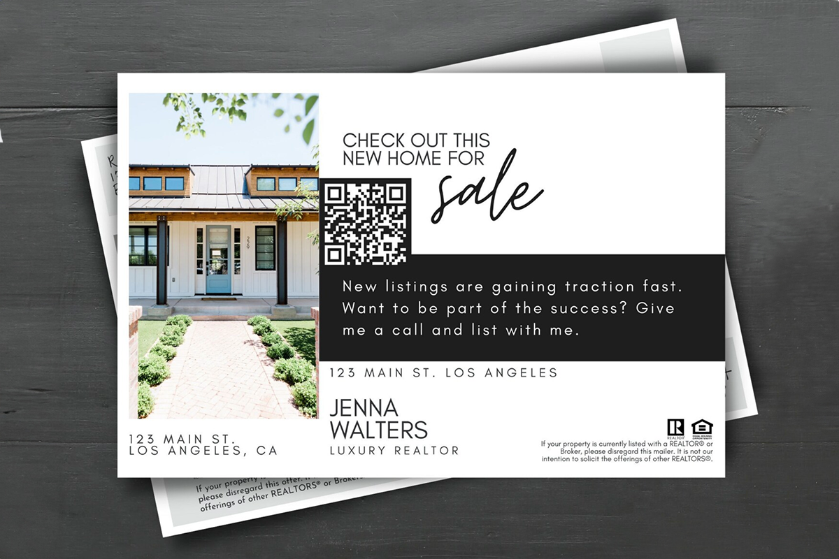 just listed postcard with QR code