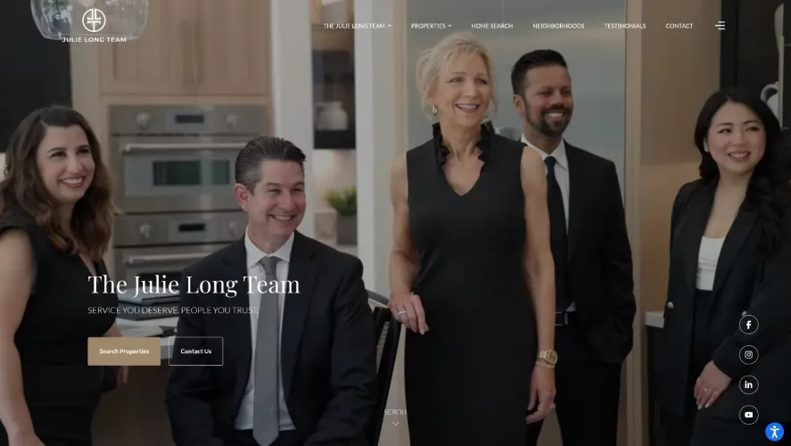 Screenshot of custom-built Luxury Presence website for the Julie Long Team