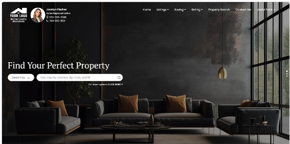Example iNCOM website with dark colors and furniture. 