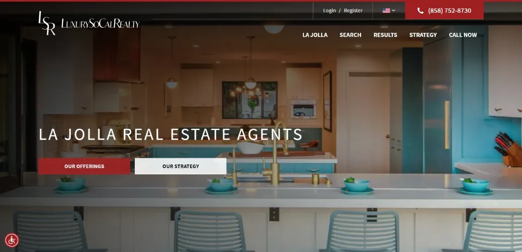 Screenshot of a custom built Sierra Interactive website for a La Jolla real estate team