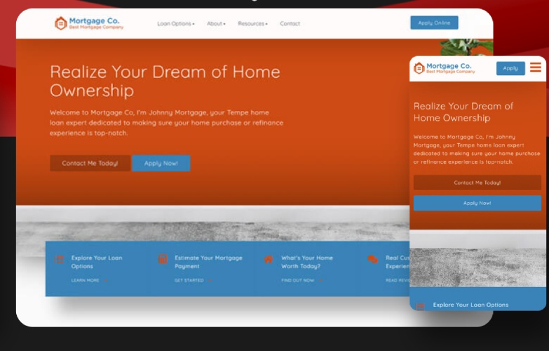Sample mortgage officer website from Lenderd.