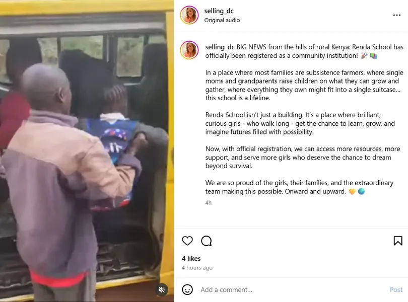 Instagram post by @selling_dc showing charitable work in Kenya.