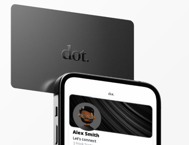 Example of a digital business card connecting to mobile phone.